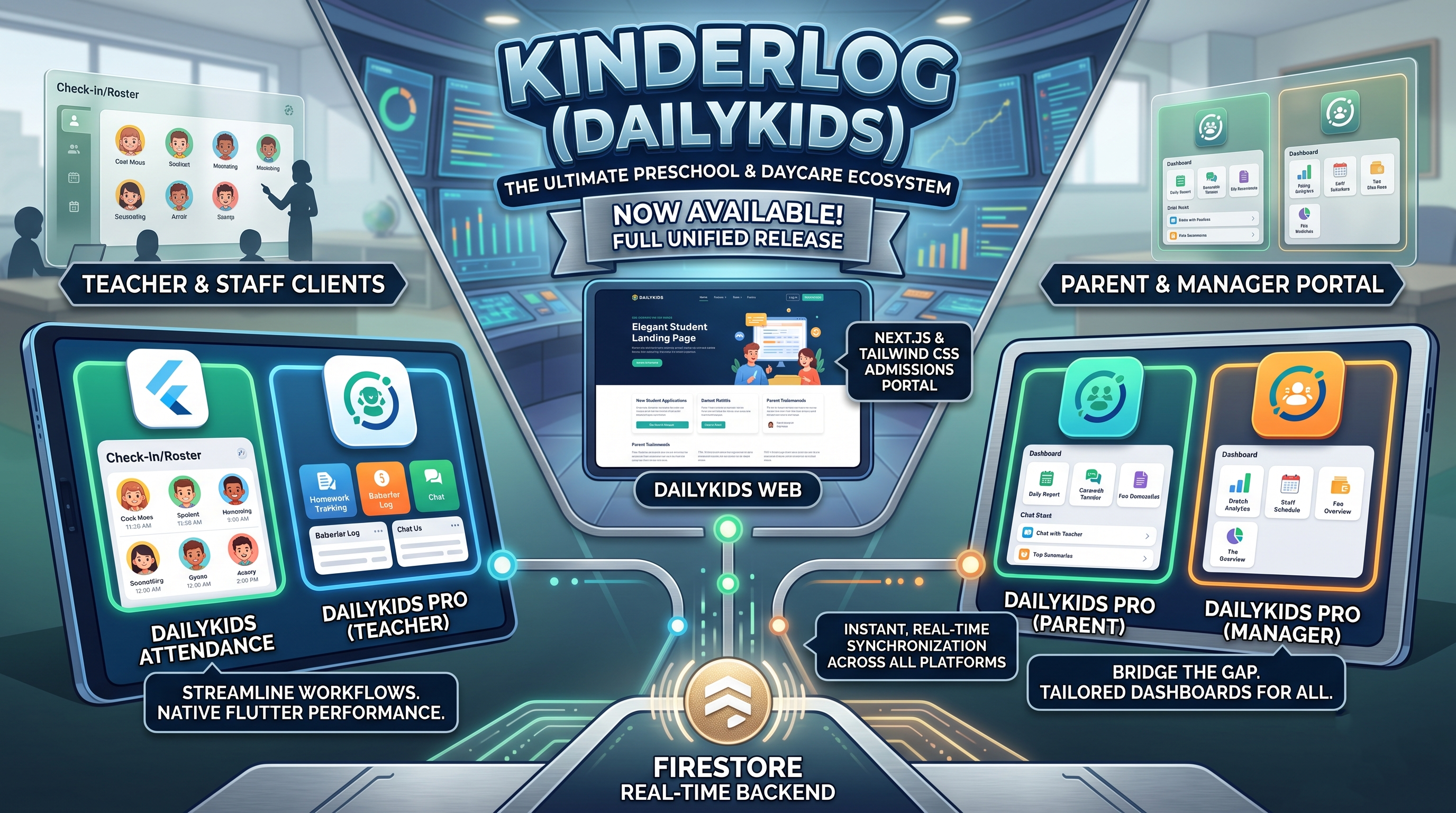 KinderLog / DailyKids – Multi-Platform Preschool Management Ecosystem